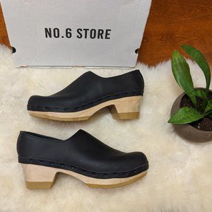 No.6 Ashby Closed Back Clog Mid Heel in Black NWT